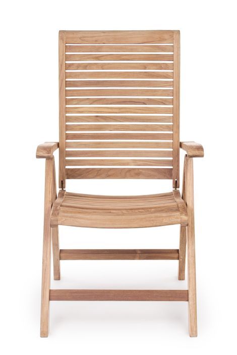 Fauteuil de jardin inclinable en bois teck naturel Marina - Photo n°6