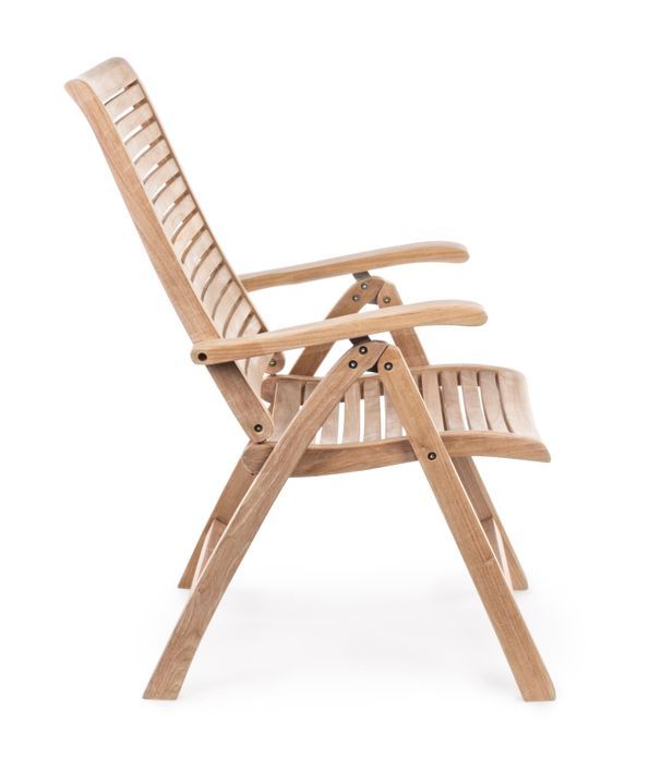 Fauteuil de jardin inclinable en bois teck naturel Marina - Photo n°8