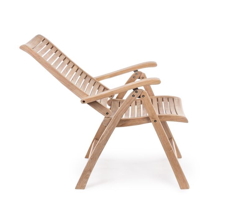 Fauteuil de jardin inclinable en bois teck naturel Marina - Photo n°9