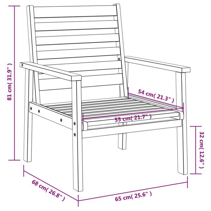 Fauteuil de jardin lot de 2 66,5x65x81 cm bois massif d'acacia - Photo n°10