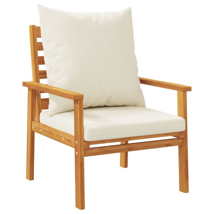 Fauteuil de jardin lot de 2 avec coussin bois massif d'acacia - Photo n°1