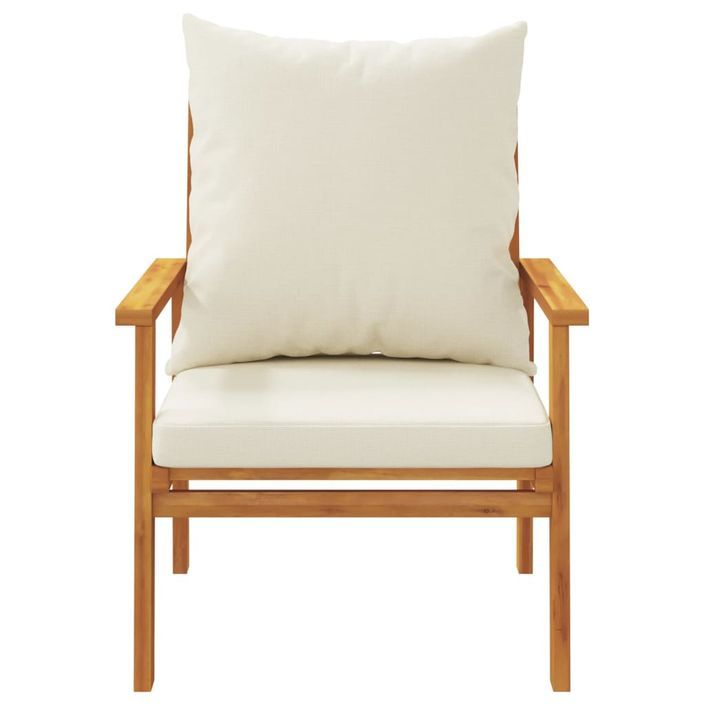 Fauteuil de jardin lot de 2 avec coussin bois massif d'acacia - Photo n°4