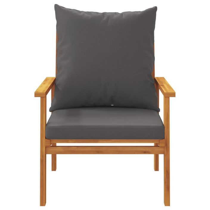 Fauteuil de jardin lot de 2 avec coussin bois massif d'acacia - Photo n°4