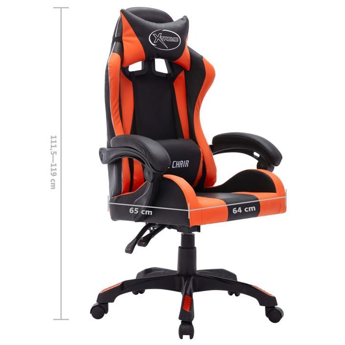 Fauteuil de jeux vidéo avec LED RVB Orange et noir Similicuir 2 - Photo n°11