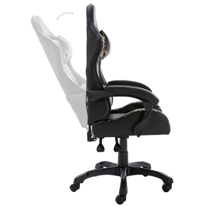 Fauteuil de jeux vidéo Noir et camouflage Similicuir - Photo n°6