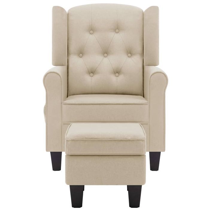 Fauteuil de massage avec repose-pied Crème Tissu 2 - Photo n°4