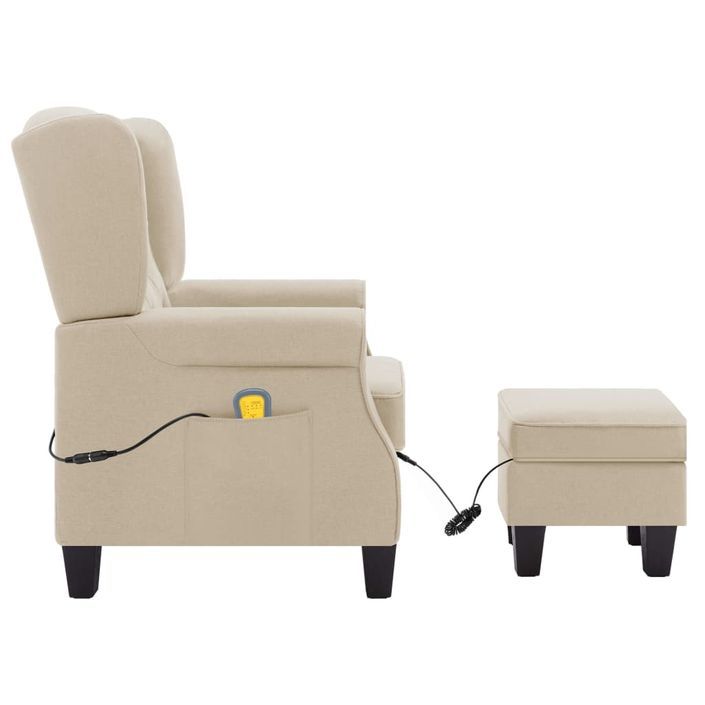 Fauteuil de massage avec repose-pied Crème Tissu 2 - Photo n°5