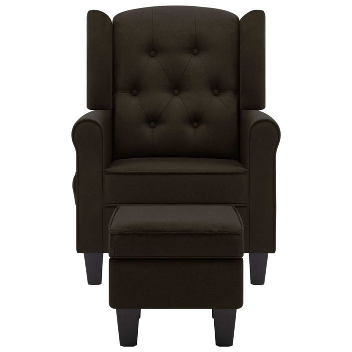 Fauteuil de massage avec repose-pied Marron foncé Tissu - Photo n°4