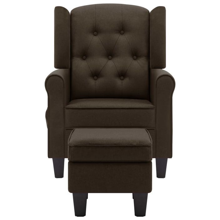 Fauteuil de massage avec repose-pied Marron Tissu 2 - Photo n°4