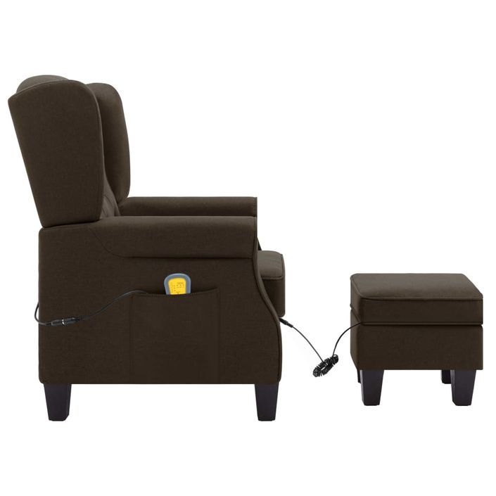 Fauteuil de massage avec repose-pied Marron Tissu 2 - Photo n°5