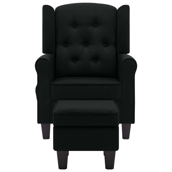 Fauteuil de massage avec repose-pied Noir Tissu - Photo n°3