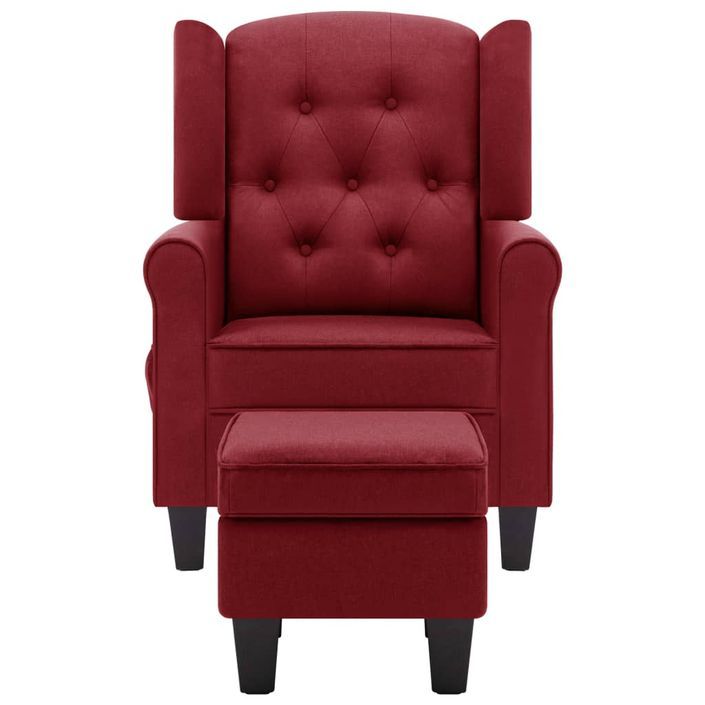 Fauteuil de massage avec repose-pied Rouge bordeaux Tissu - Photo n°4