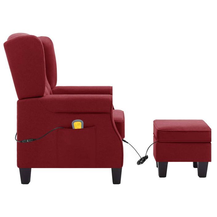 Fauteuil de massage avec repose-pied Rouge bordeaux Tissu - Photo n°5