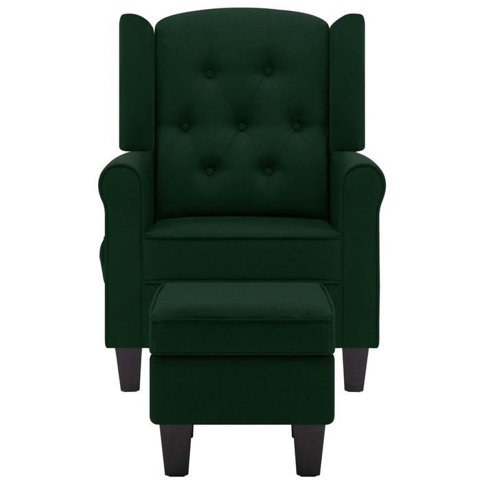 Fauteuil de massage avec repose-pied Vert foncé Tissu - Photo n°4