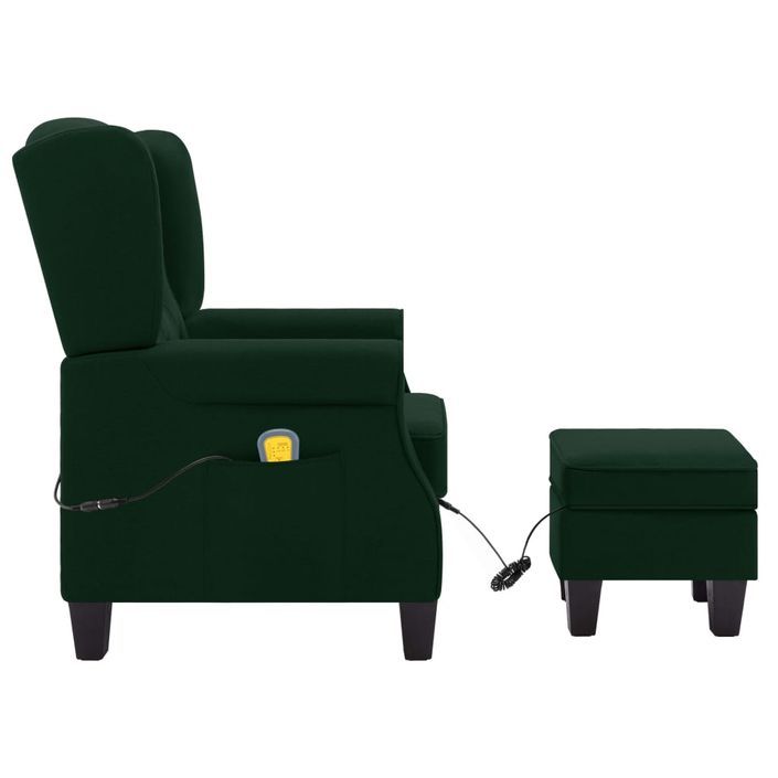 Fauteuil de massage avec repose-pied Vert foncé Tissu - Photo n°5