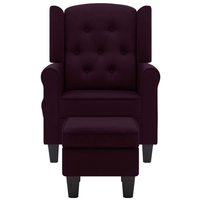 Fauteuil de massage avec repose-pied Violet Tissu - Photo n°4