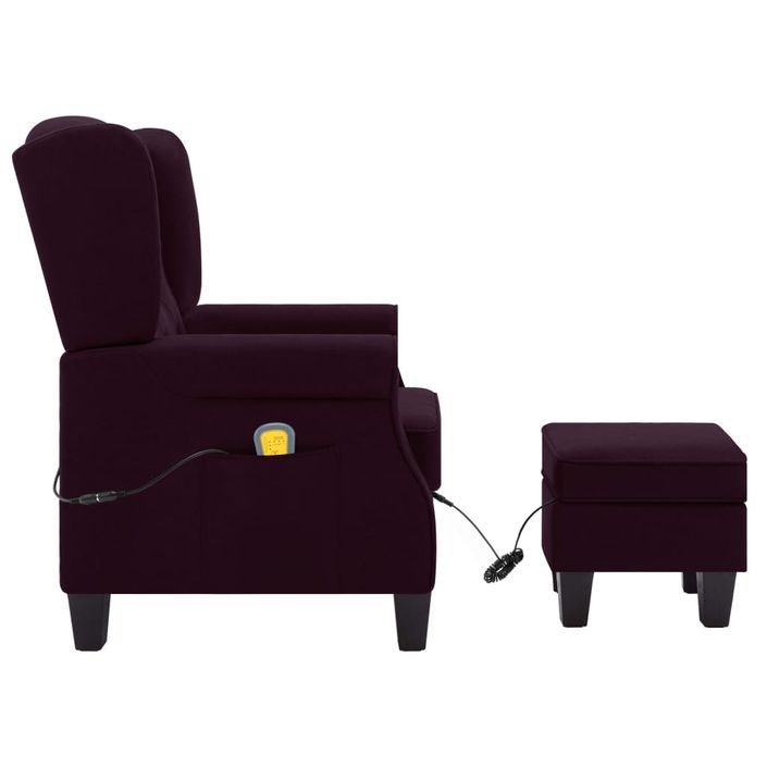 Fauteuil de massage avec repose-pied Violet Tissu - Photo n°5