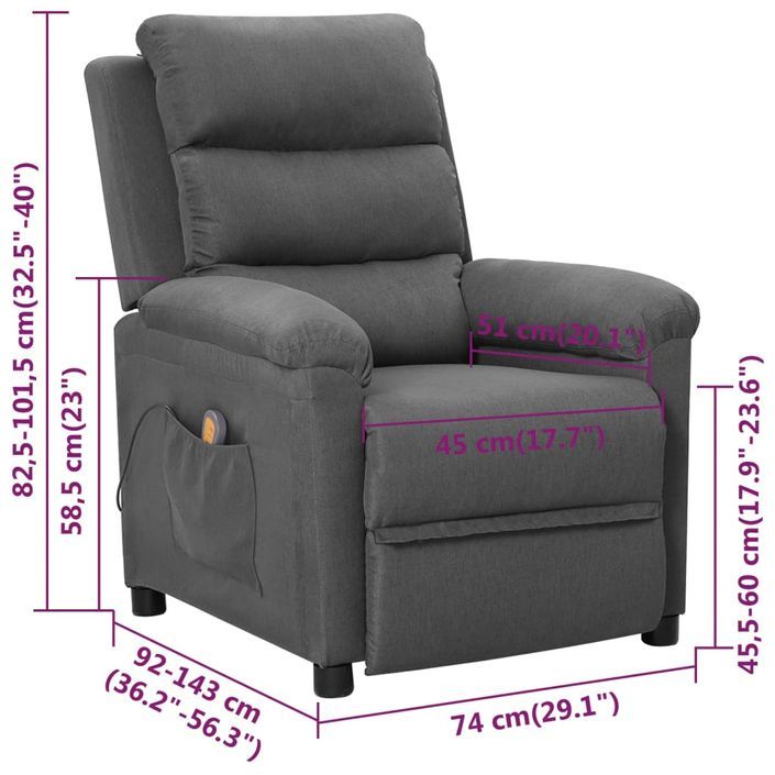 Fauteuil de massage Gris clair Tissu - Photo n°11