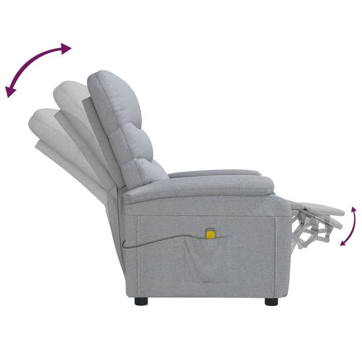 Fauteuil de massage Gris clair Tissu - Photo n°7