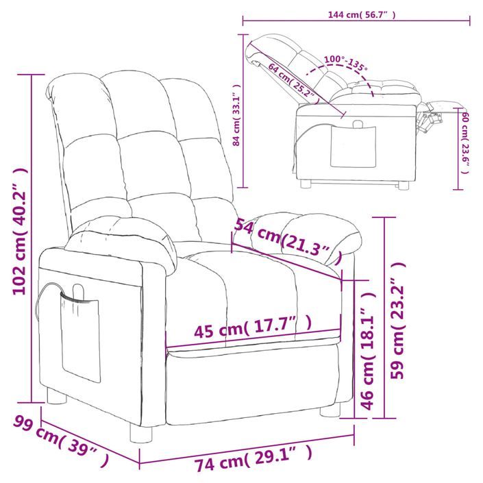 Fauteuil de massage Gris foncé Tissu - Photo n°11