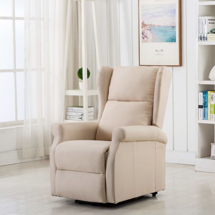 Fauteuil de massage inclinable Crème Tissu 11 - Photo n°2