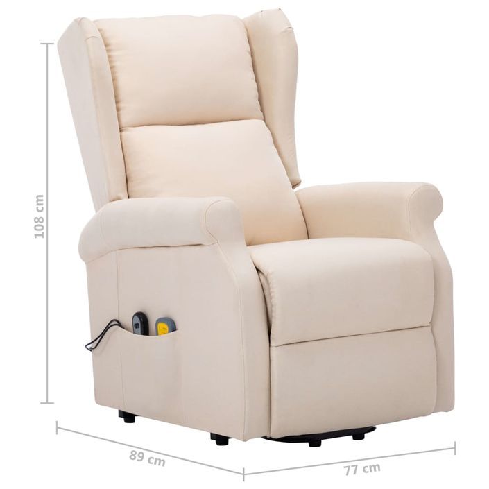 Fauteuil de massage inclinable Crème Tissu 11 - Photo n°9