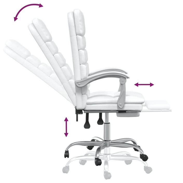 Fauteuil de massage inclinable de bureau Blanc Similicuir - Photo n°8