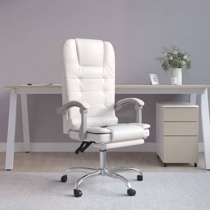 Fauteuil de massage inclinable de bureau Blanc Similicuir - Photo n°1