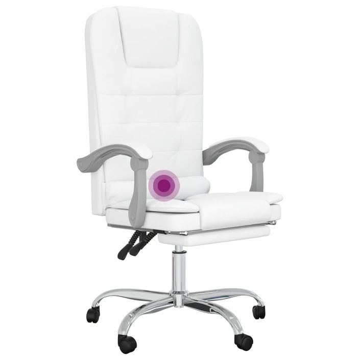 Fauteuil de massage inclinable de bureau Blanc Similicuir - Photo n°9