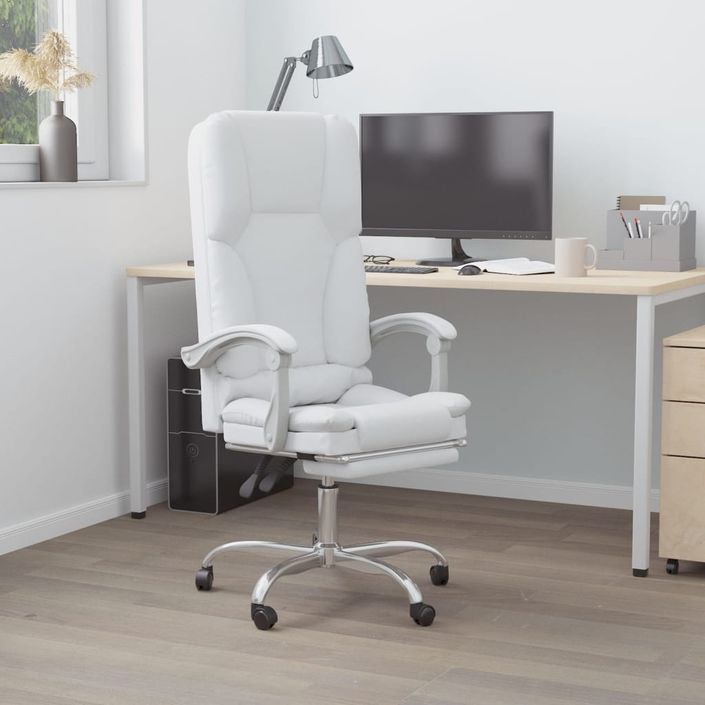 Fauteuil de massage inclinable de bureau Blanc Similicuir - Photo n°1