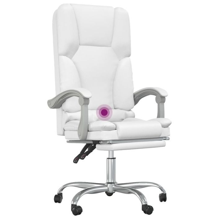 Fauteuil de massage inclinable de bureau Blanc Similicuir - Photo n°9