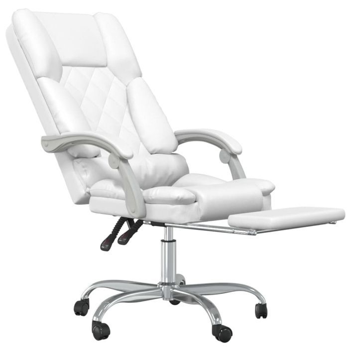 Fauteuil de massage inclinable de bureau Blanc Similicuir - Photo n°6