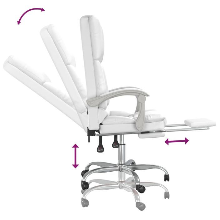 Fauteuil de massage inclinable de bureau Blanc Similicuir - Photo n°8