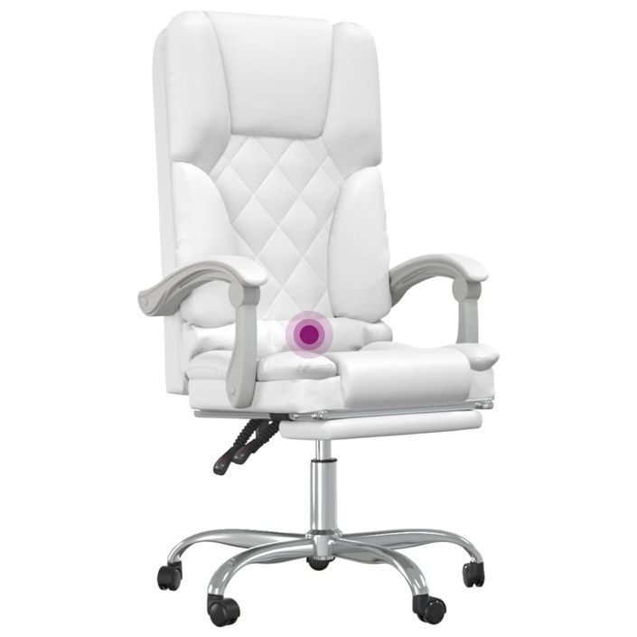 Fauteuil de massage inclinable de bureau Blanc Similicuir - Photo n°9