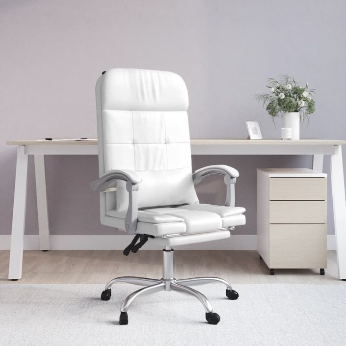 Fauteuil de massage inclinable de bureau Blanc Similicuir - Photo n°2