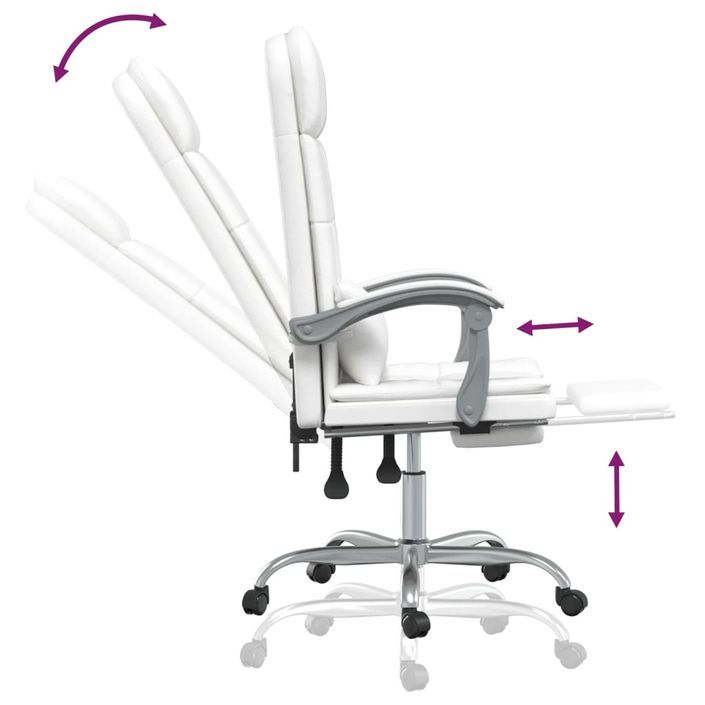 Fauteuil de massage inclinable de bureau Blanc Similicuir - Photo n°9