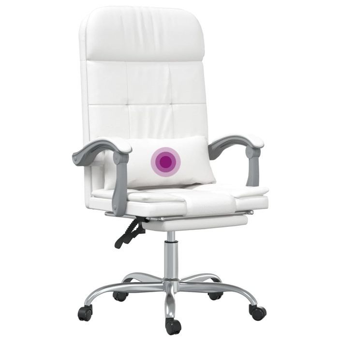 Fauteuil de massage inclinable de bureau Blanc Similicuir - Photo n°10