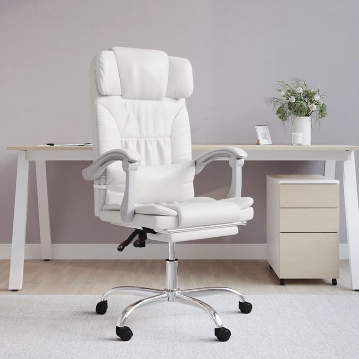 Fauteuil de massage inclinable de bureau Blanc Similicuir - Photo n°1