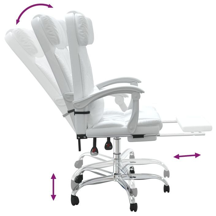 Fauteuil de massage inclinable de bureau Blanc Similicuir - Photo n°8