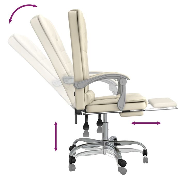 Fauteuil de massage inclinable de bureau Crème Similicuir - Photo n°8