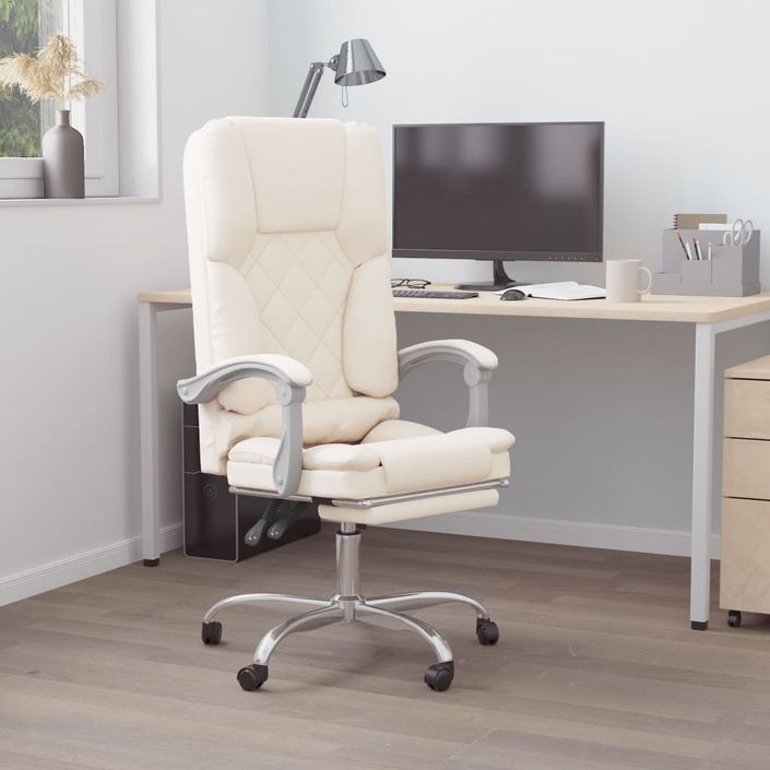 Fauteuil de massage inclinable de bureau Crème Similicuir - Photo n°1