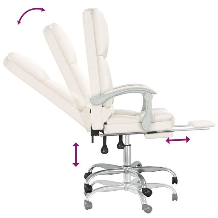 Fauteuil de massage inclinable de bureau Crème Similicuir - Photo n°8