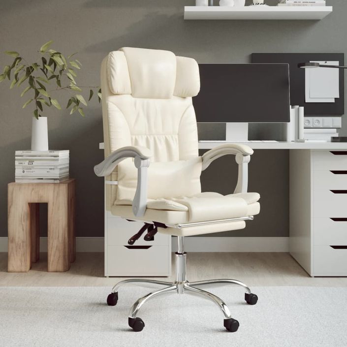 Fauteuil de massage inclinable de bureau Crème Similicuir - Photo n°1