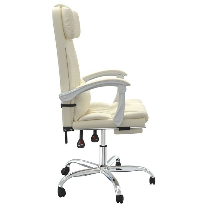 Fauteuil de massage inclinable de bureau Crème Similicuir - Photo n°4