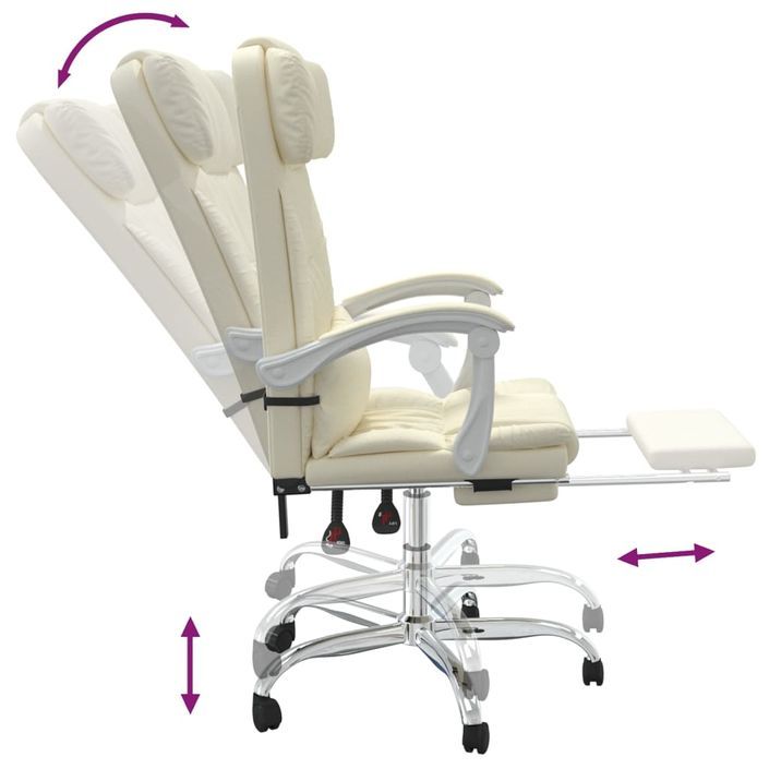 Fauteuil de massage inclinable de bureau Crème Similicuir - Photo n°8