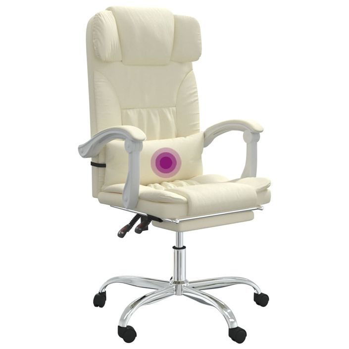 Fauteuil de massage inclinable de bureau Crème Similicuir - Photo n°9