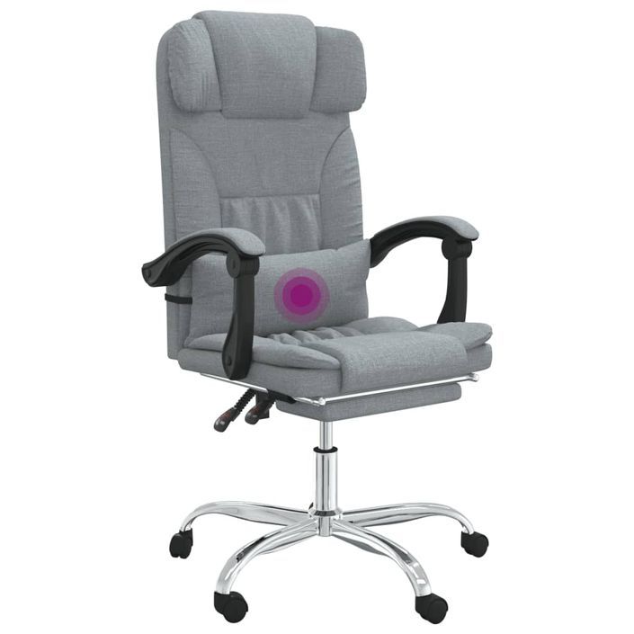 Fauteuil de massage inclinable de bureau Gris clair Tissu - Photo n°9