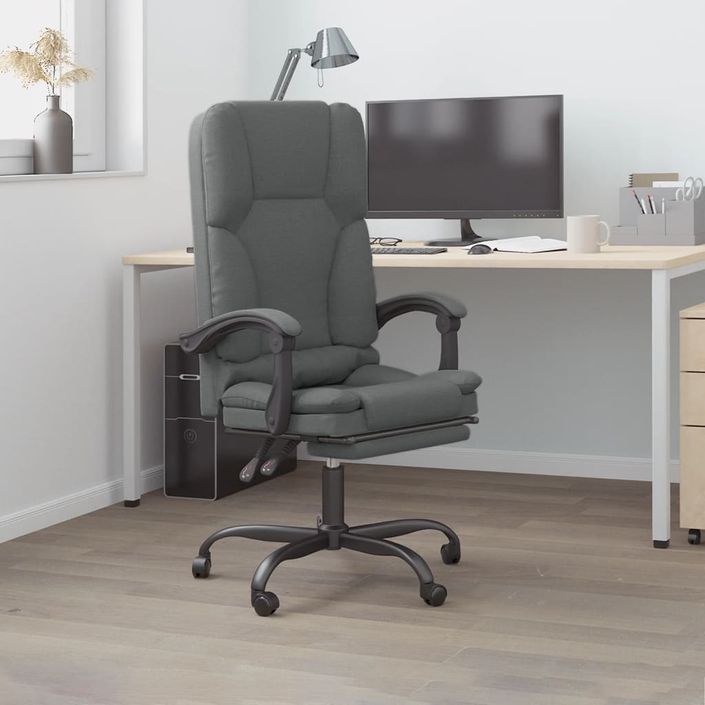 Fauteuil de massage inclinable de bureau Gris foncé Tissu - Photo n°1