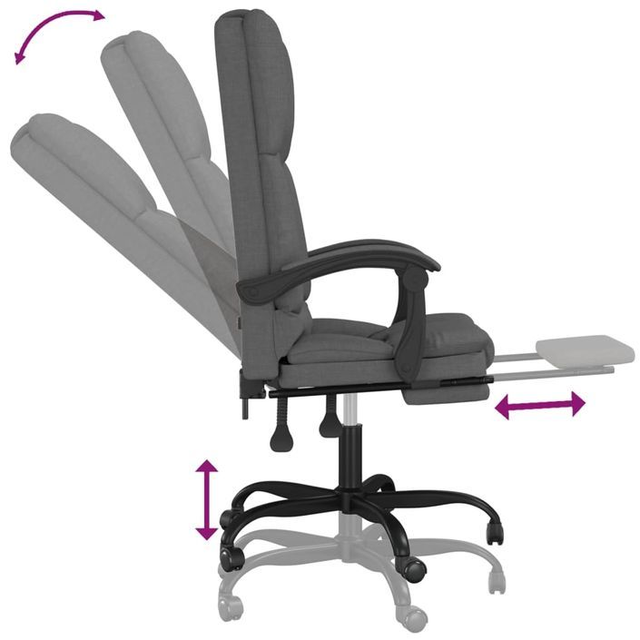 Fauteuil de massage inclinable de bureau Gris foncé Tissu - Photo n°8