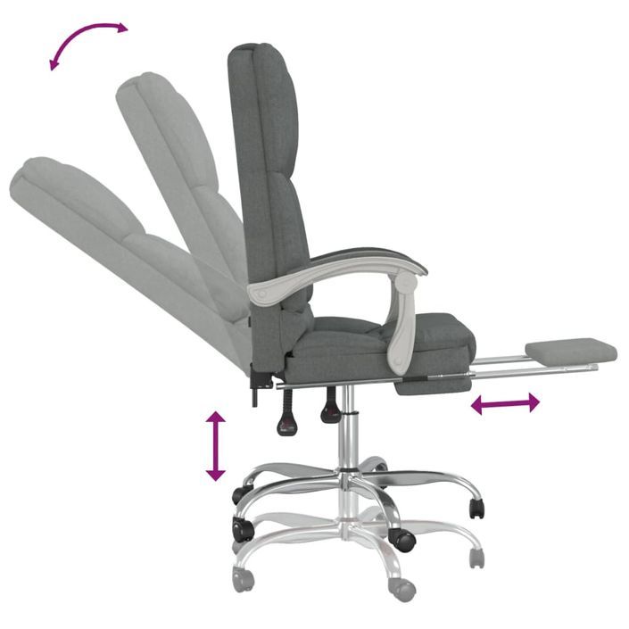 Fauteuil de massage inclinable de bureau Gris foncé Tissu - Photo n°8